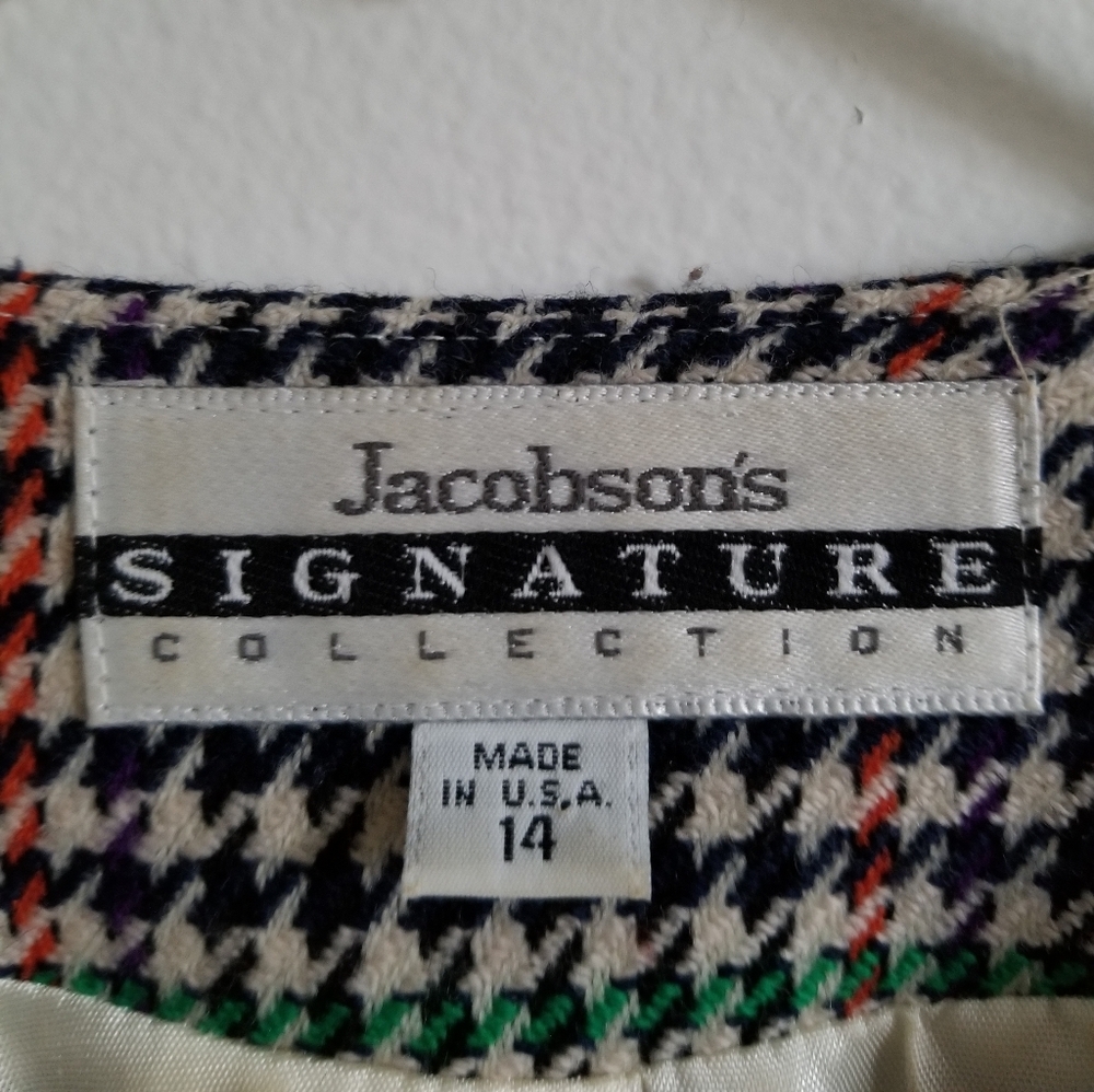 Rare Vintage Fun Jacobson's Multicolor Houndstooth Blazer with Bold Buttons - Picture 7 of 8
